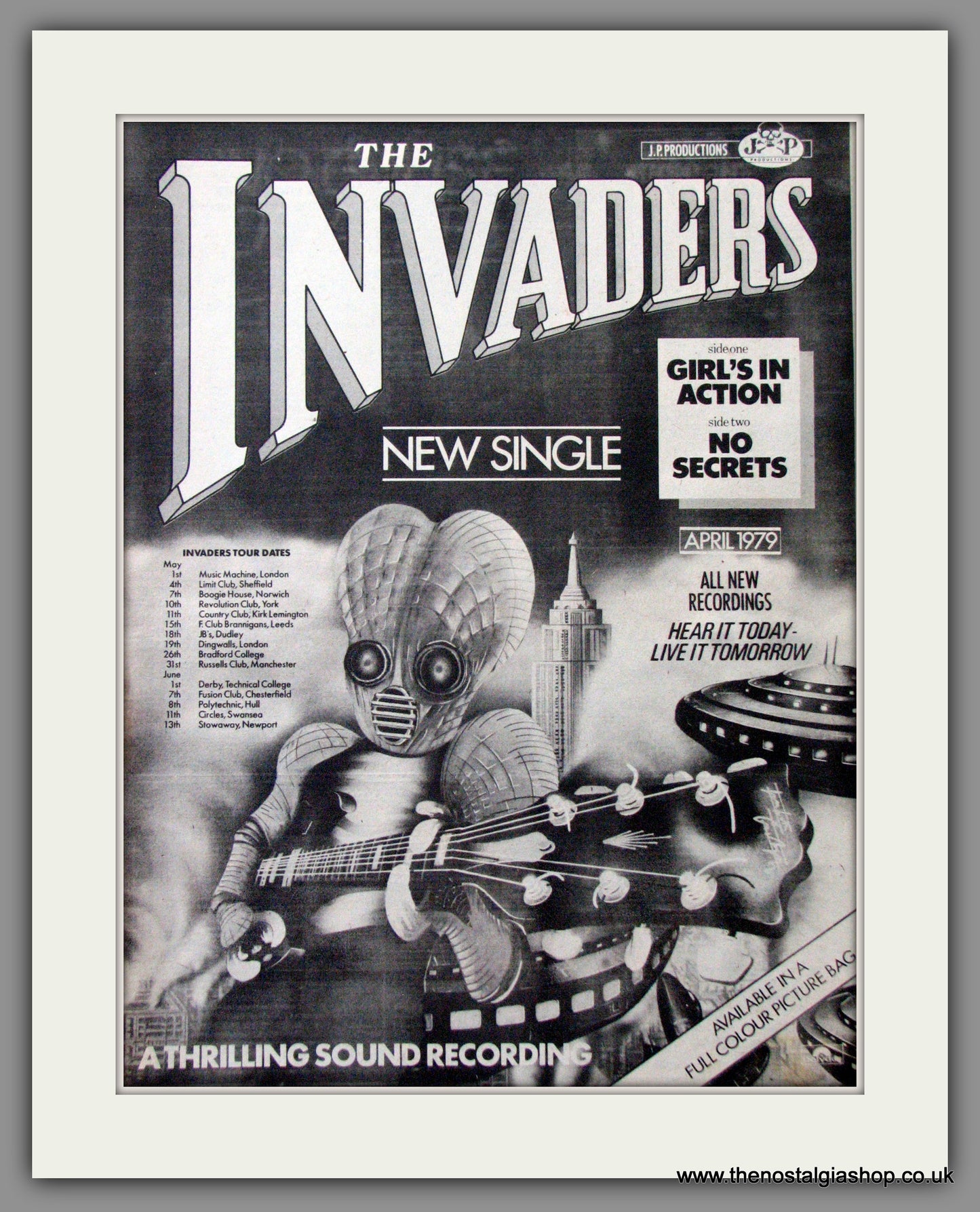 Invaders (The) Girls In Action, UK Tour Dates. Original Advert 1979 (ref AD12139)