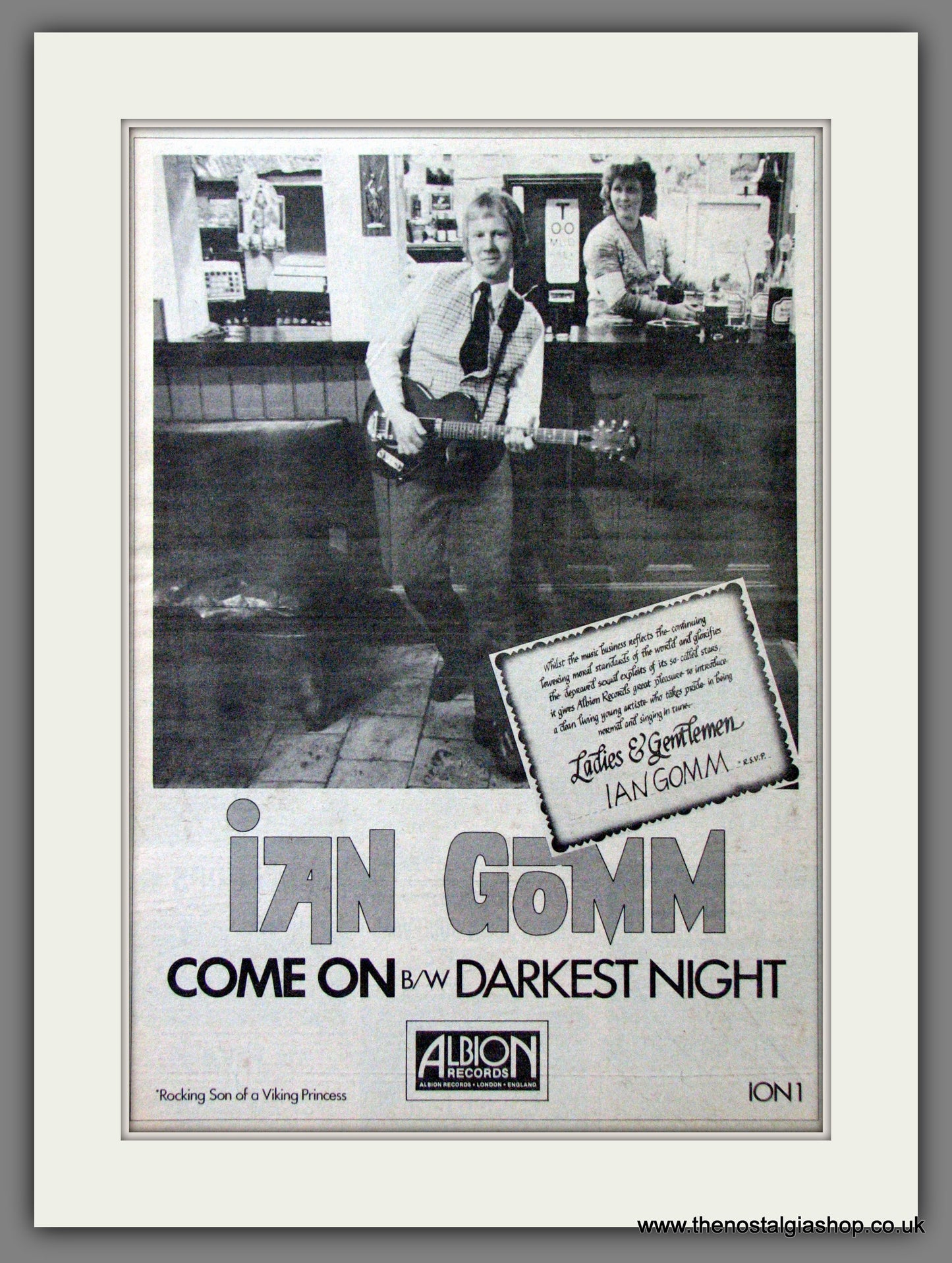 Ian Gomm. Come On. Original Advert 1978 (ref AD12147)