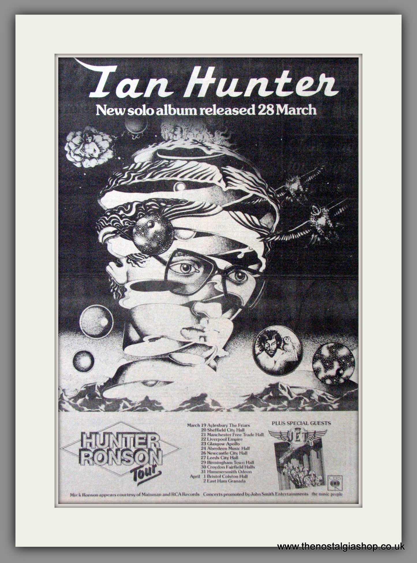 Ian Hunter. Hunter Ronson Tour Dates. Original Advert 1975 (ref AD12155)