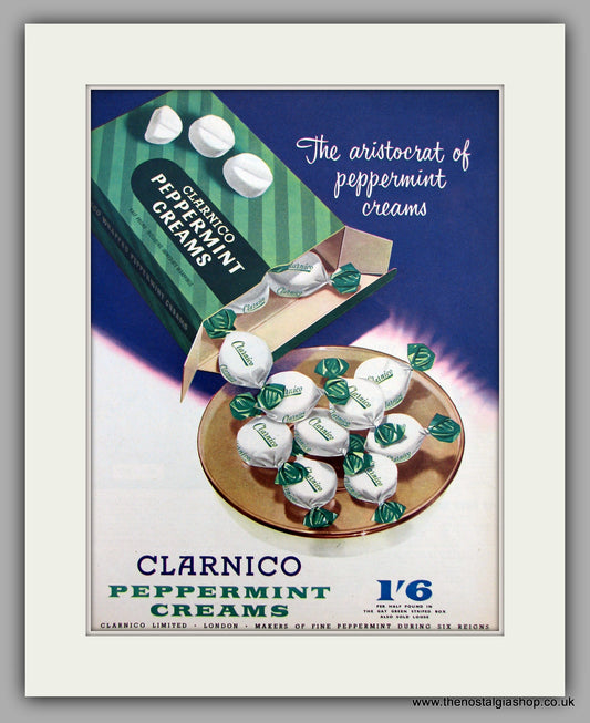 Clarnico Peppermint Creams. Original Advert 1955 (ref AD9870)