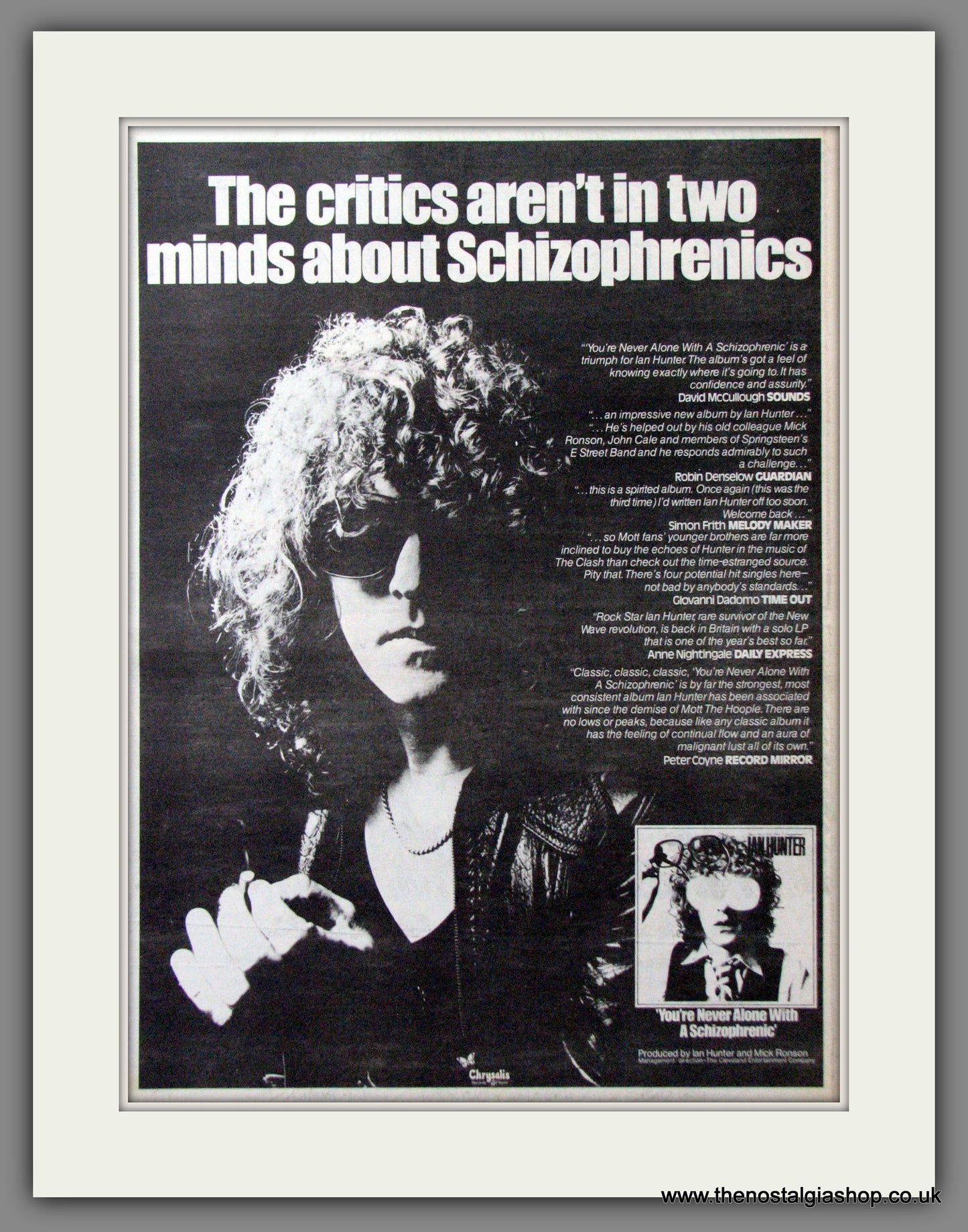 Ian Hunter. Schizophrenic. Original Advert 1979 (ref AD12160)