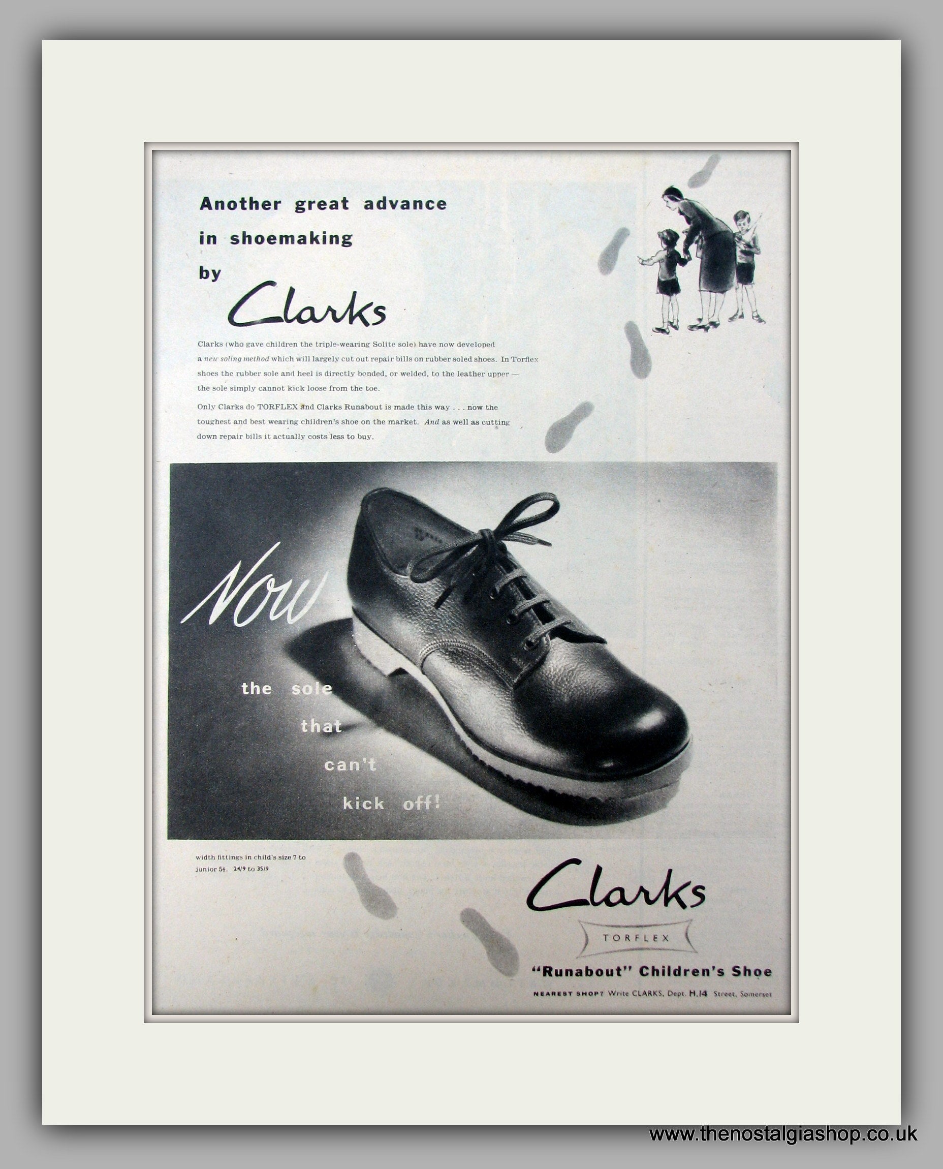 Clarks Torflex Childrens Original advert 1953 (ref AD10025) – The Nostalgia Shop