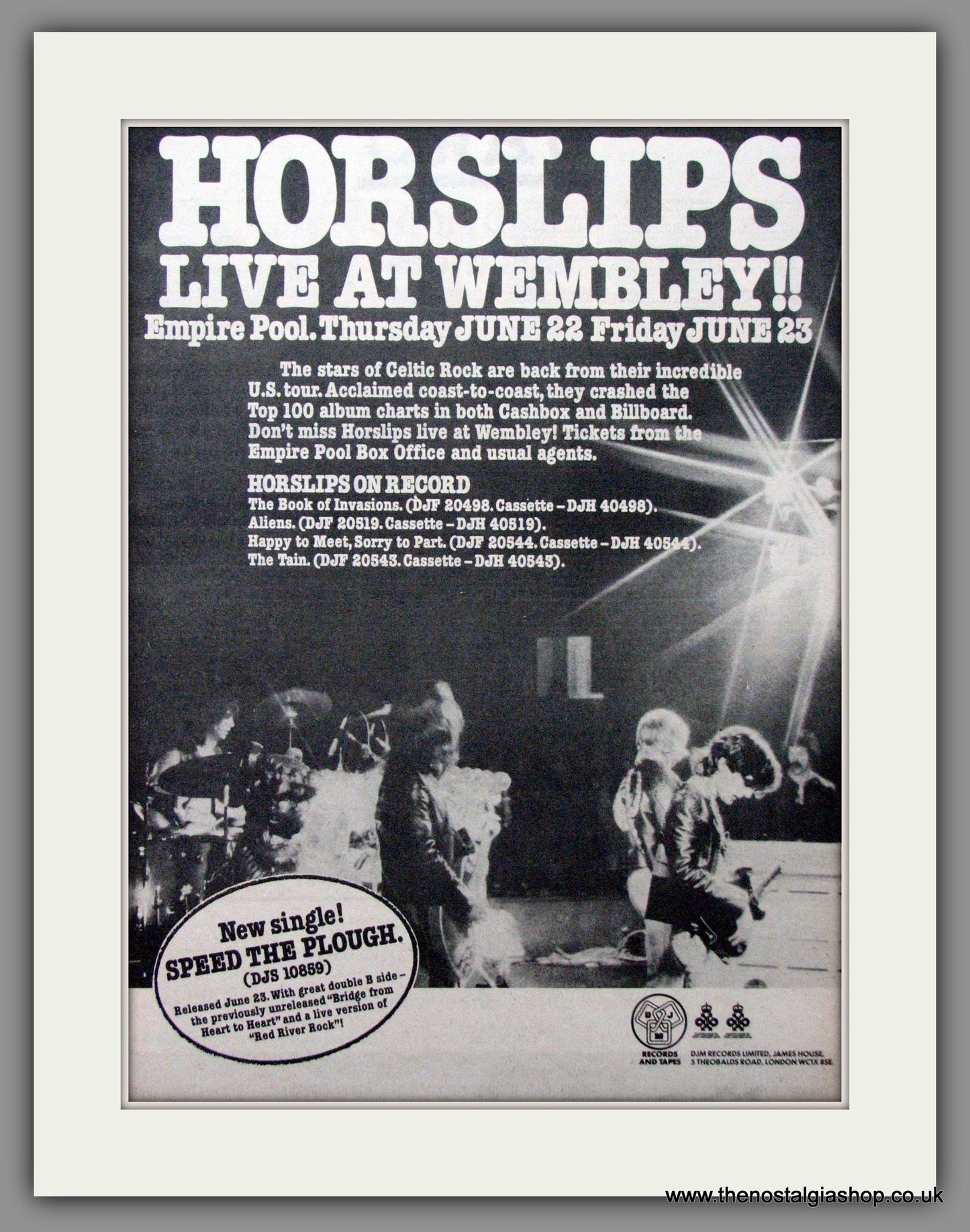 Horslips. Live at Wembley. Original Advert 1978 (ref AD12188)