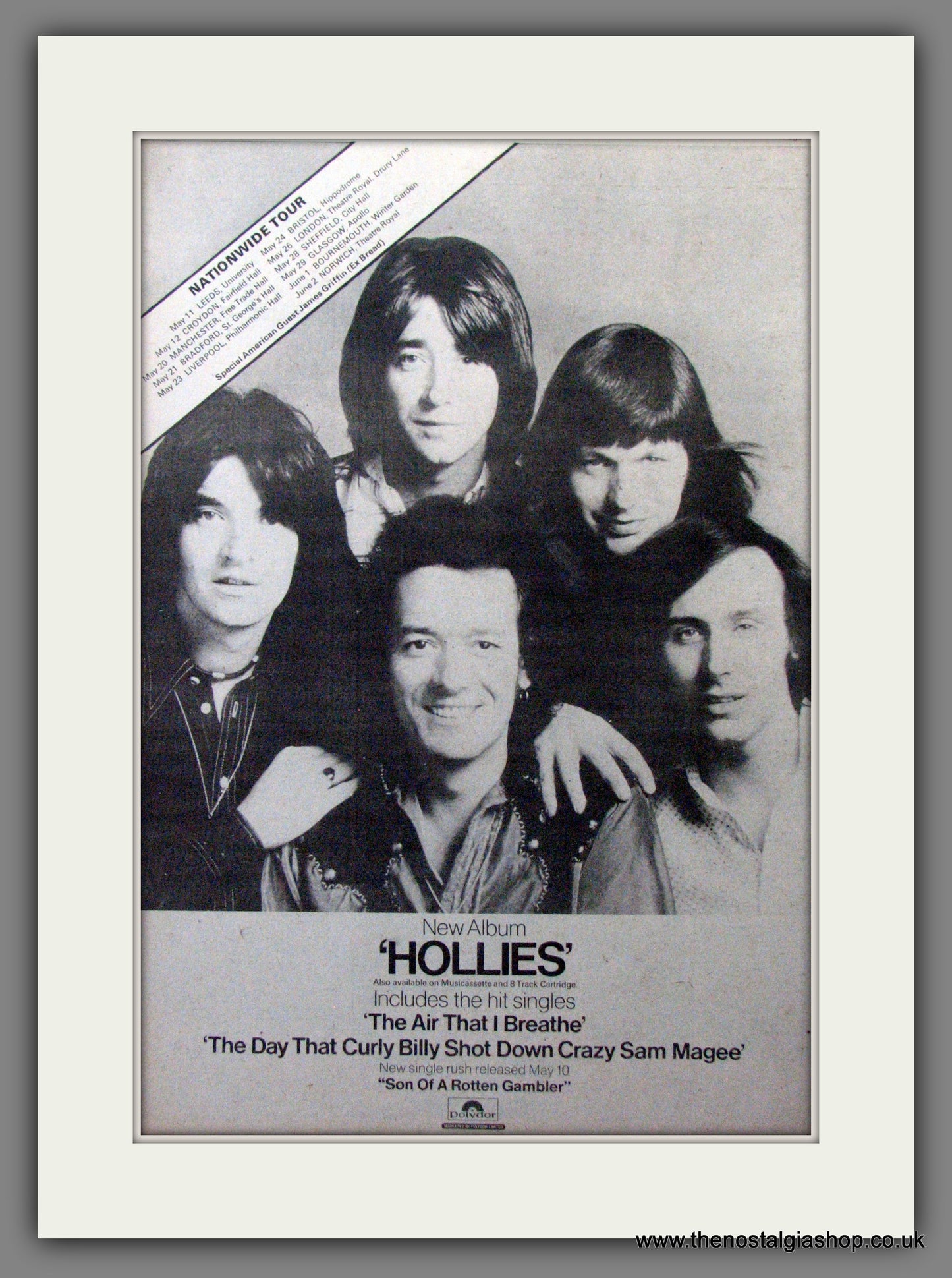 Hollies. The Air That I Breath. UK Tour Dates. Original Advert 1974 (ref AD12223)