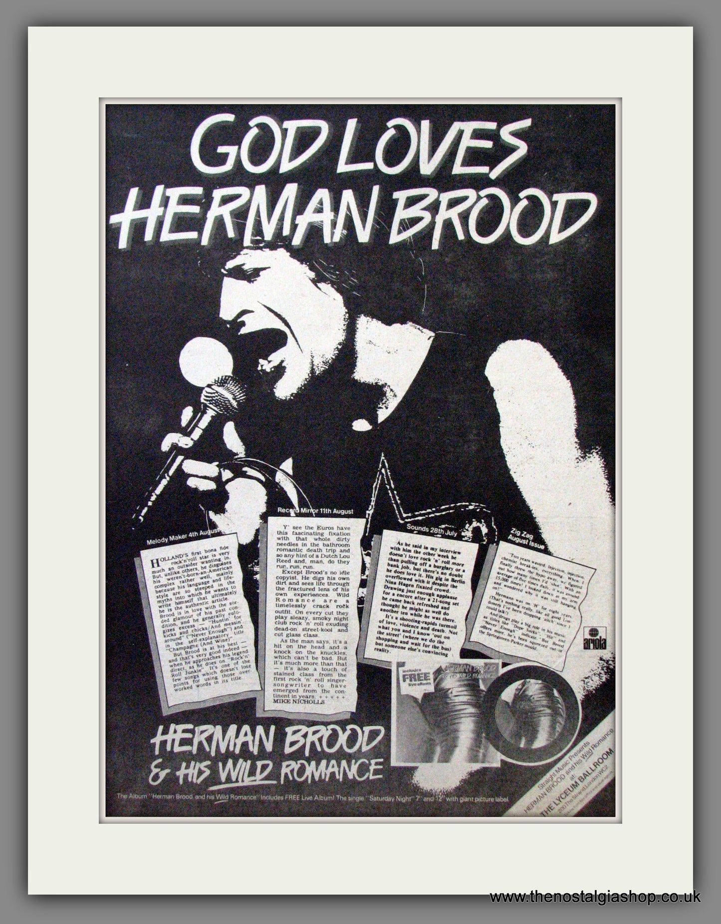 Herman Brood. Wild Romance. Original Advert 1979 (ref AD12242)