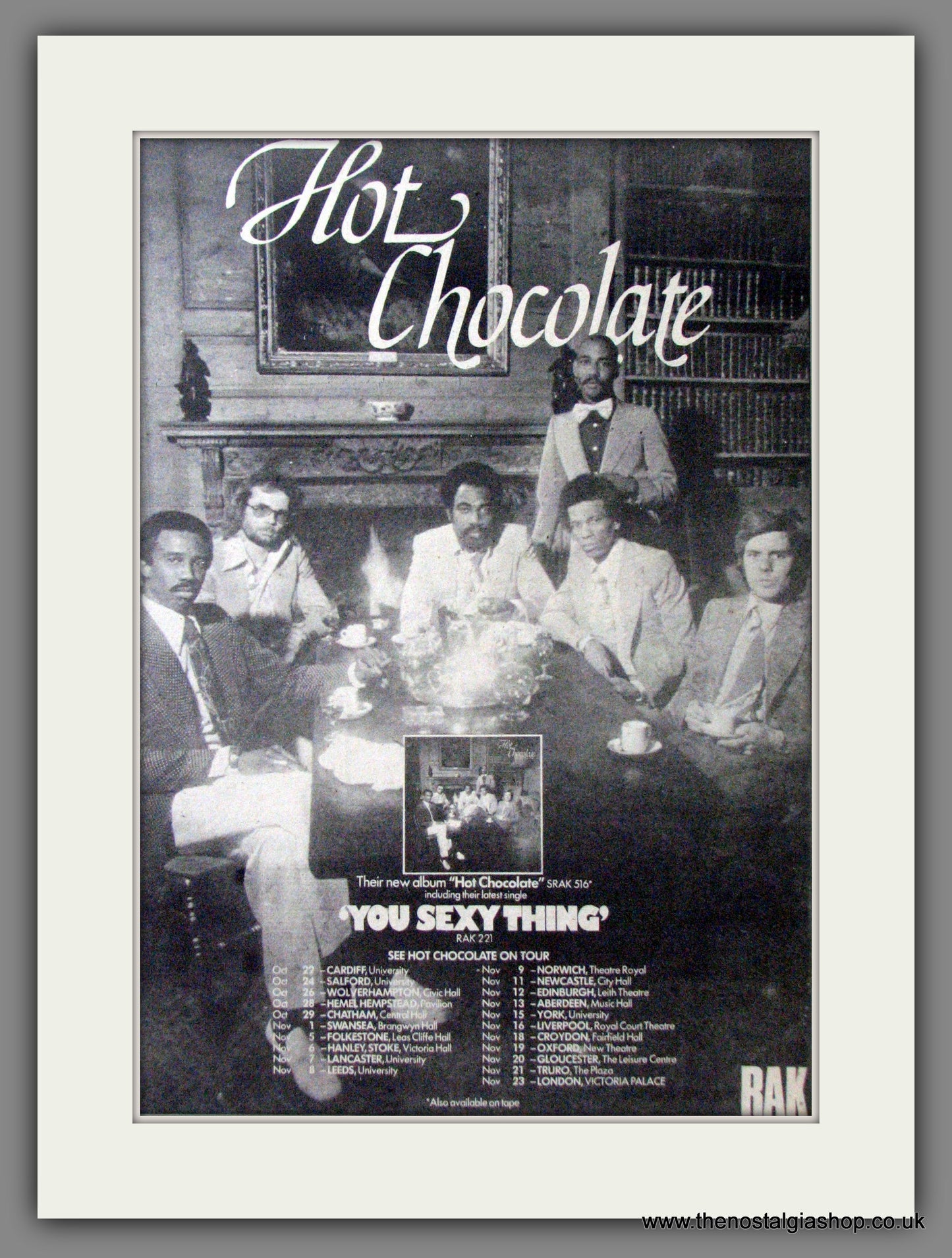 Hot Chocolate. You Sexy Thing. UK Tour. Original Advert 1975 (ref AD12265)