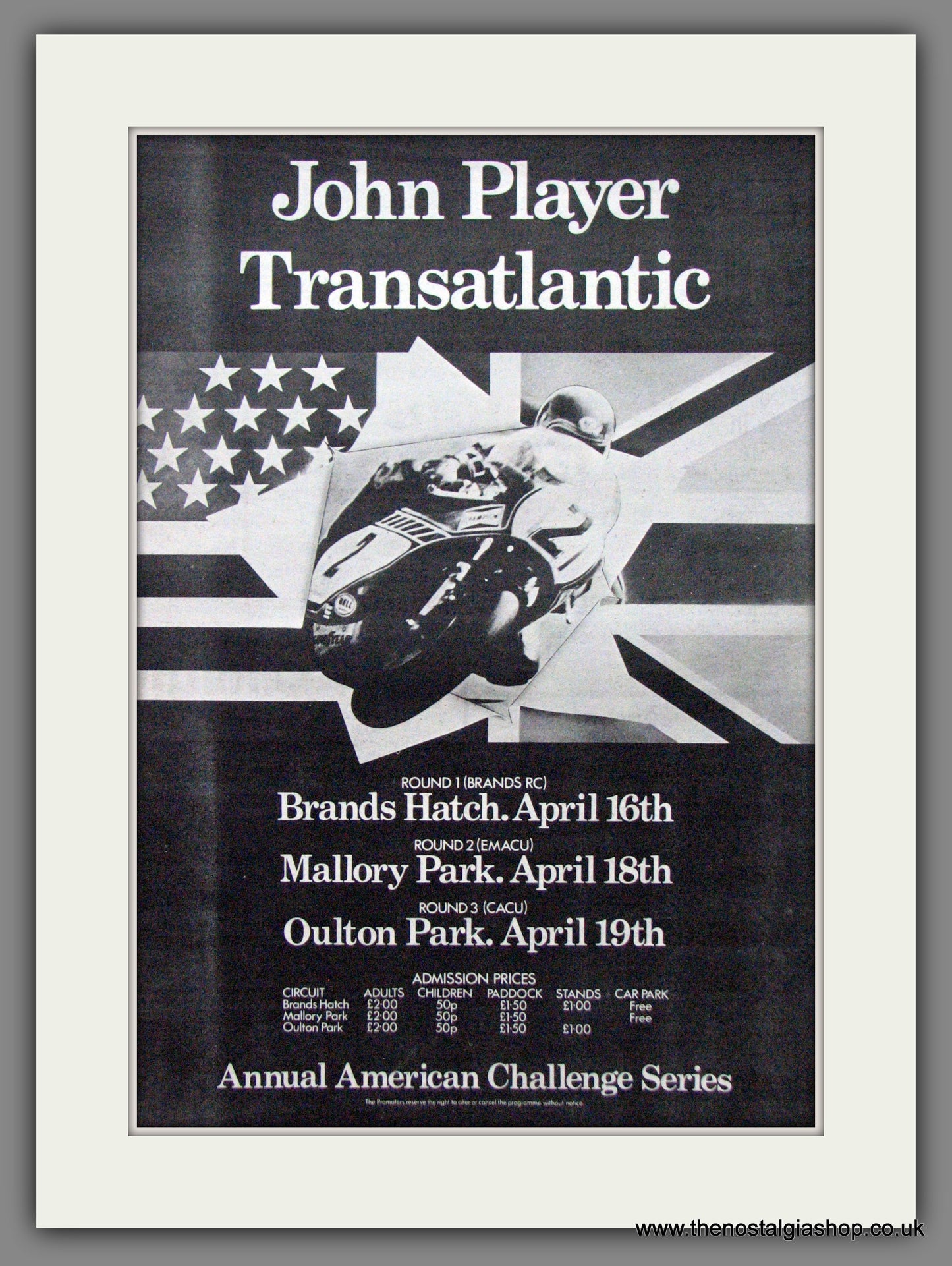 Motorcycle Racing. American Challenge Series. Original Advert 1976 (ref AD12329)