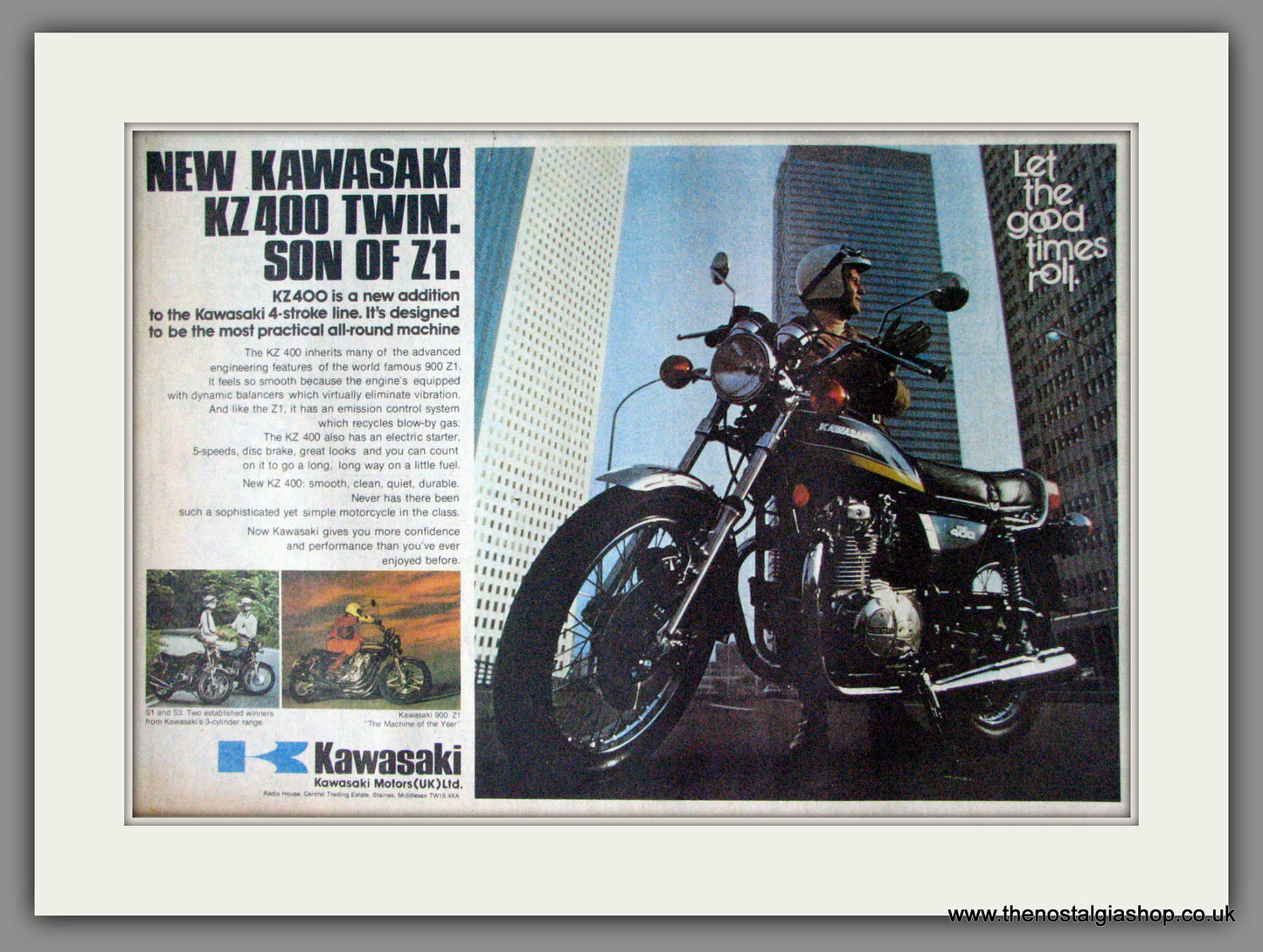 Kawasaki KZ 400 Twin Motorcycle. Original Advert 1975 (ref AD12371)