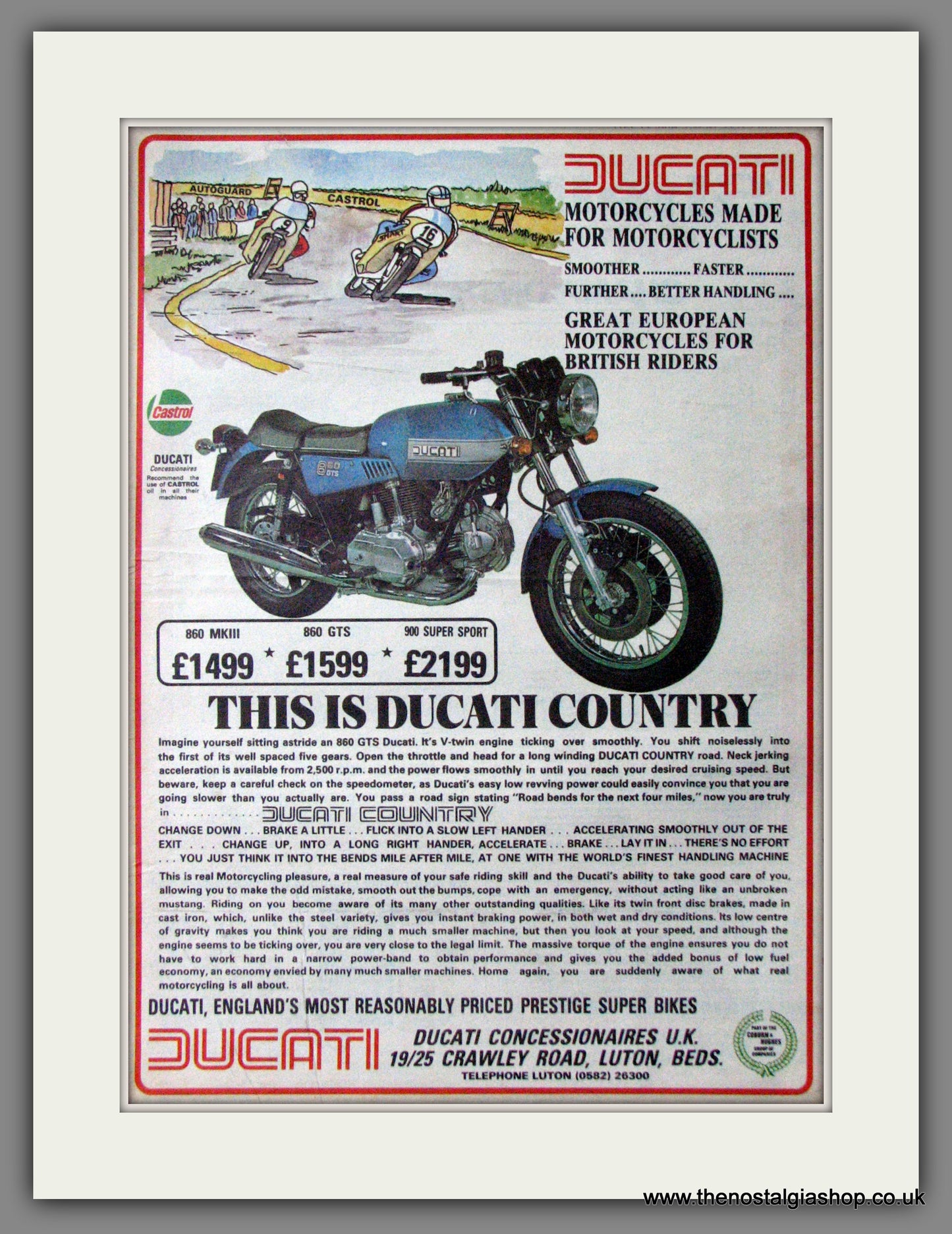 Ducati Motorcycle Range. Original Advert 1977 (ref AD12374)