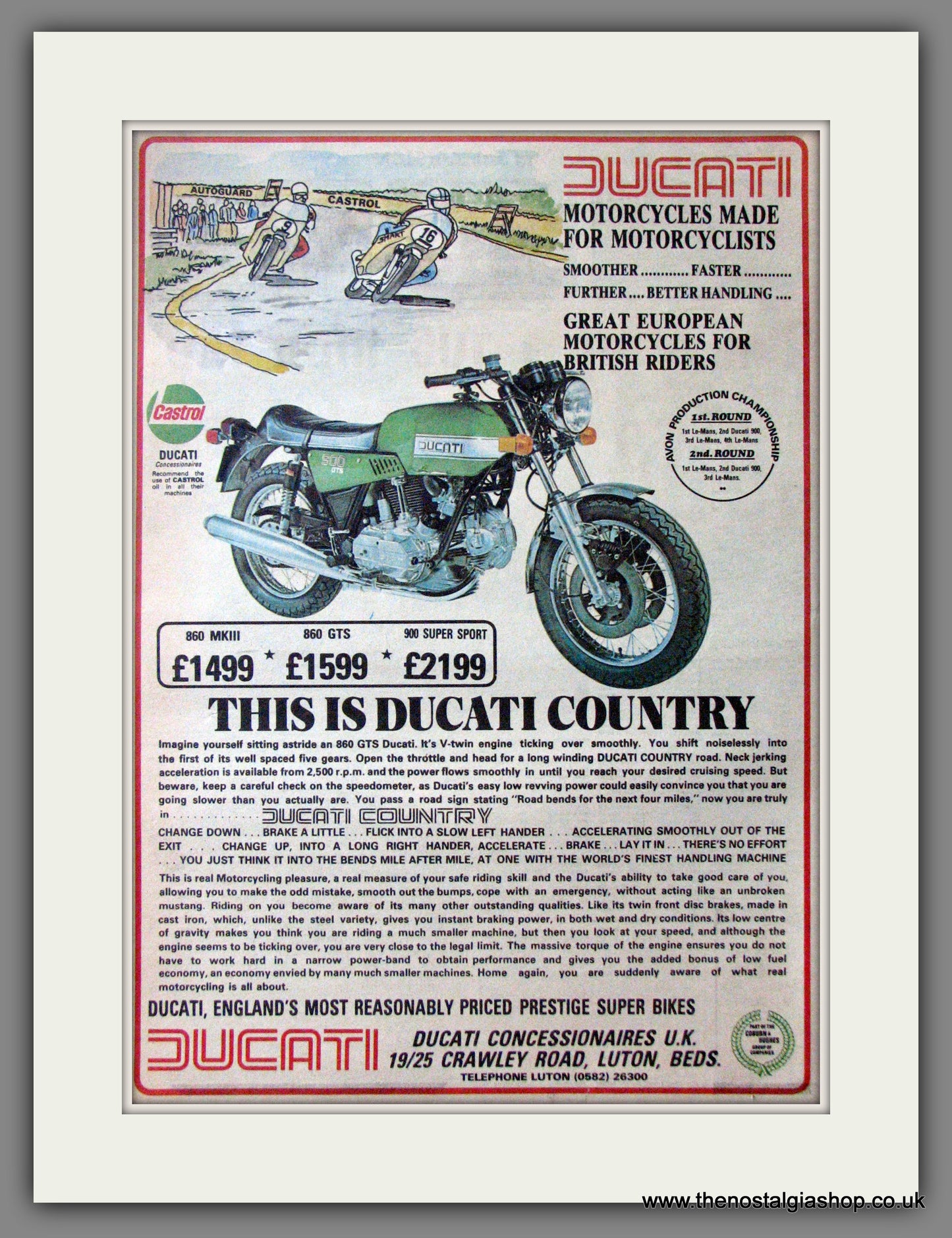 Ducati Motorcycle Range. Original Advert 1977 (ref AD12375)