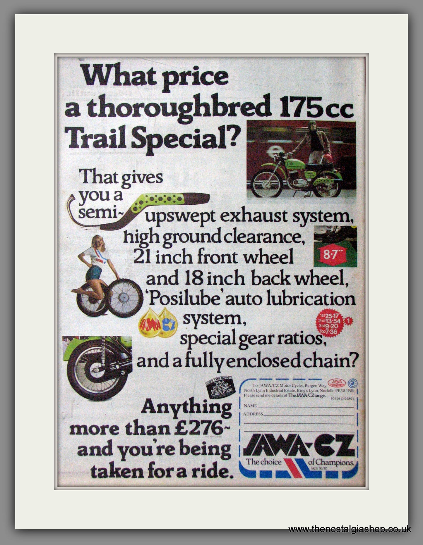 Jawa CZ 175 Trail Special Motorcycle. Original Advert 1976 (ref AD12381)
