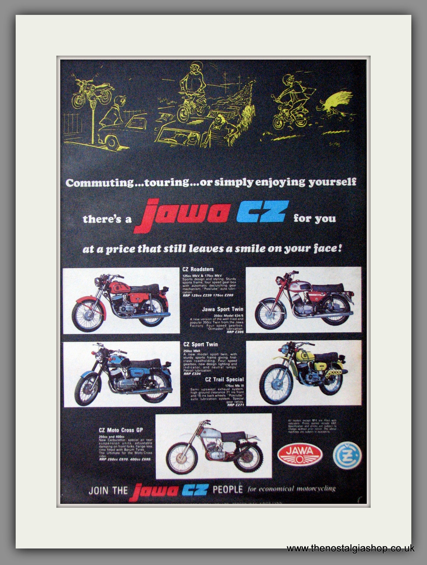 Jawa CZ Motorcycle Range. Original Advert 1976 (ref AD12383)