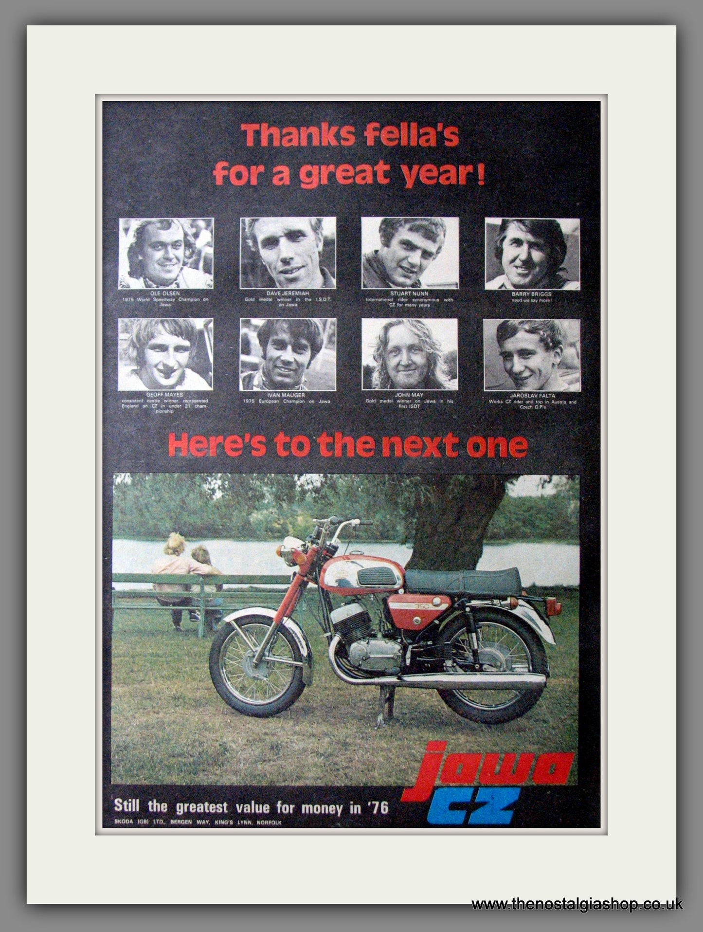 Jawa CZ Motorcycle Range. Original Advert 1975 (ref AD12386)
