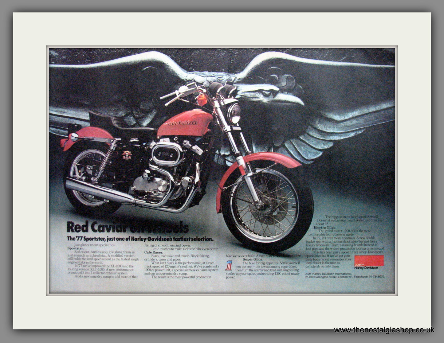 Harley Davidson '77 Sportster Motorcycle. Original Advert 1977 (ref AD12390)