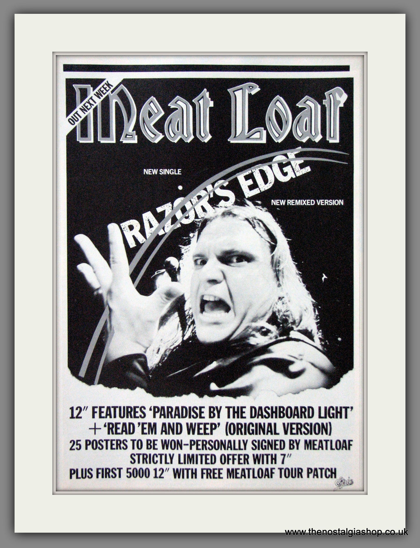 Meat Loaf. Razor's Edge. 1983. Original Advert (ref AD55028)