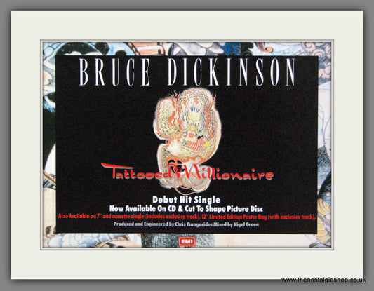 Bruce Dickinson. Tattooed Millionaire 1990. Original Advert (ref AD55049)