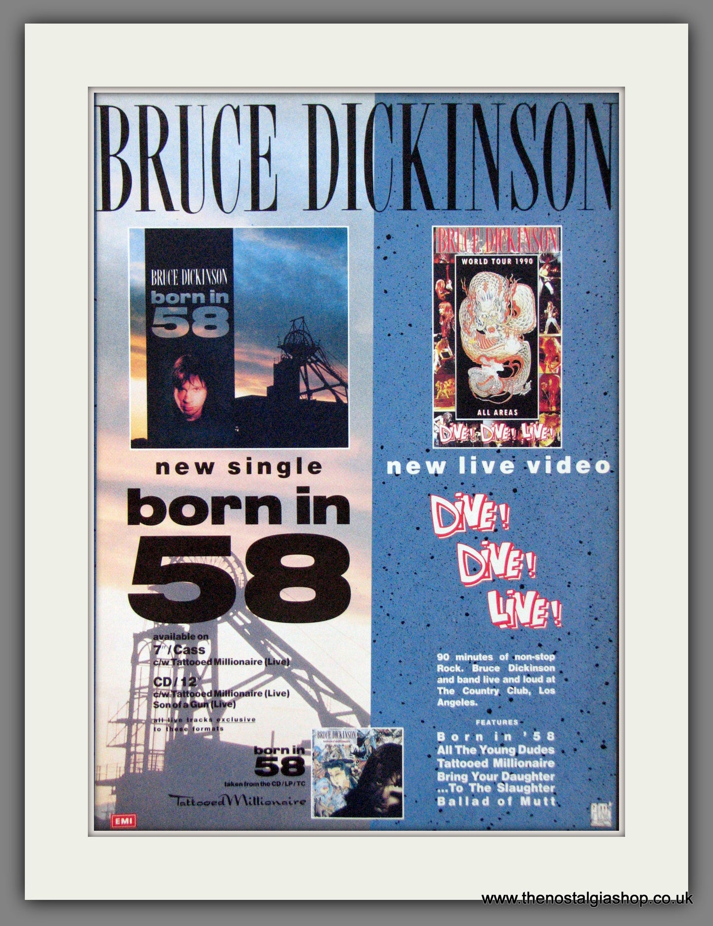 Bruce Dickinson. Born In '58. 1991 Original Advert (ref AD55050)