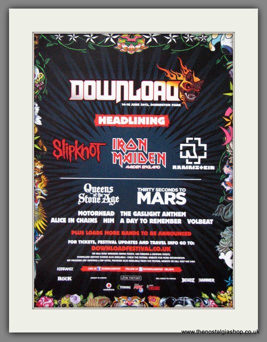 Iron Maiden. Download 2013 Original Advert (ref AD55046)