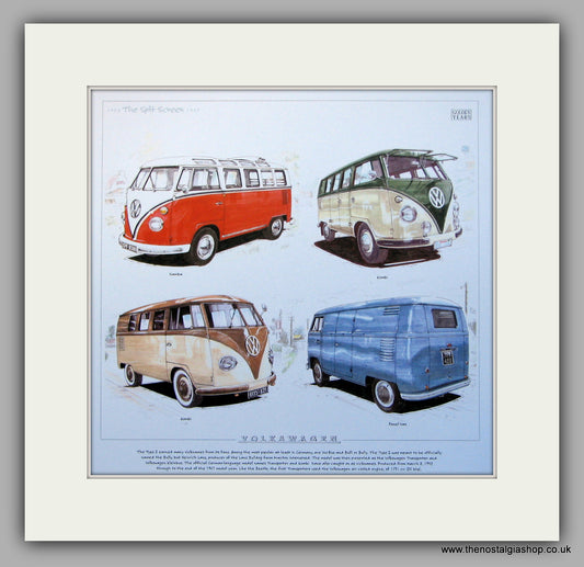 VW Transporter Split Screen 1950 - 1967. Mounted print