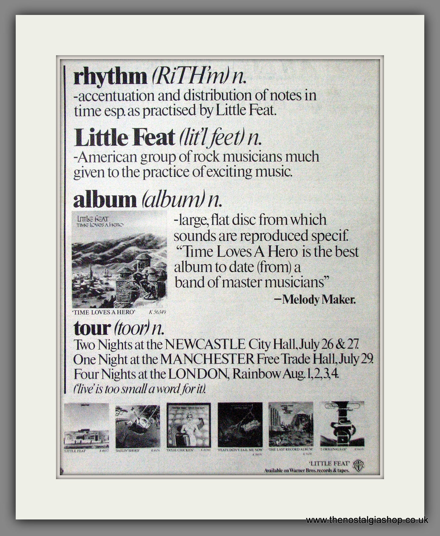 Little Feat Time Loves A Hero. Original Advert 1977 (ref AD12693)