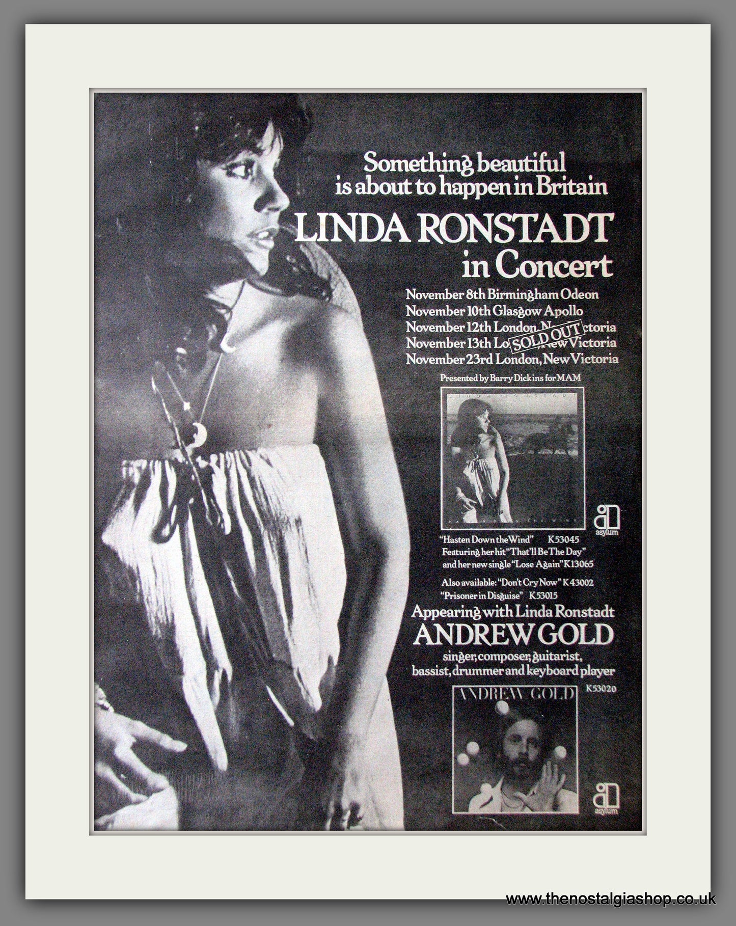 Linda Ronstadt In Concert. Original Advert 1976 (ref AD12694)