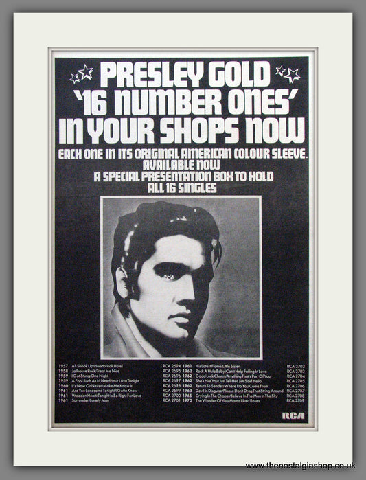 Elvis Presley 16 Number Ones'. Original Advert 1977 (ref AD12772)