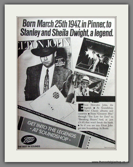 Elton John Albums At Soundshop. Original Advert 1984 (ref AD12848)