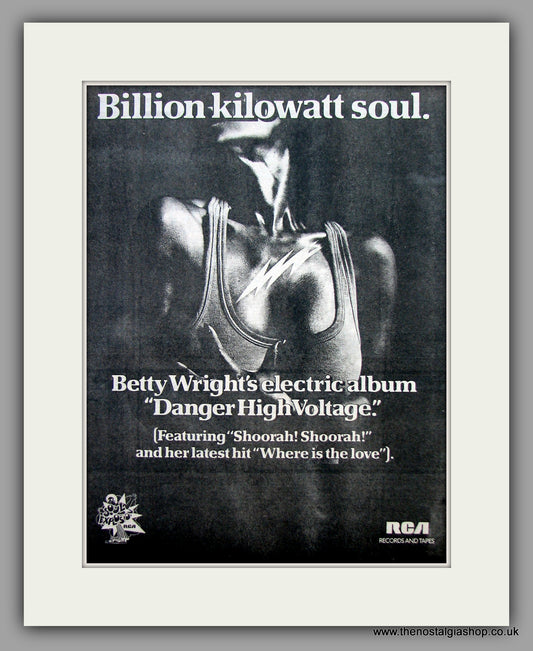 Betty Wright. Danger High Voltage.  Original Vintage Advert 1975 (ref AD10398)