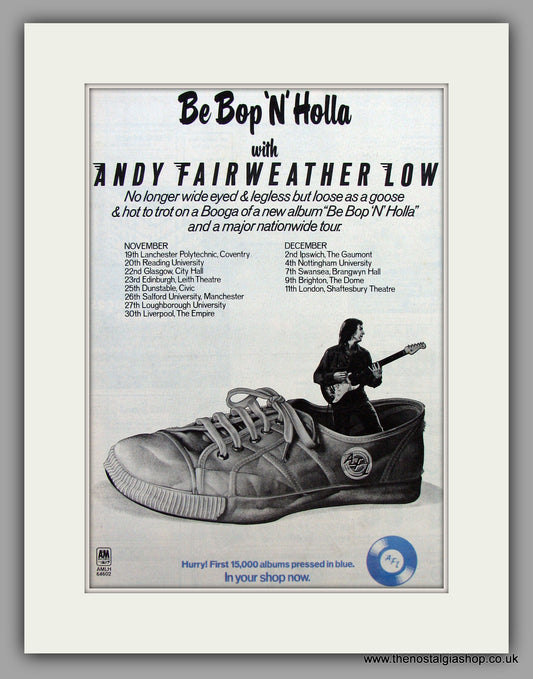 Andy Fairweather Low. Be Bop 'N' Holla UK Tour Dates.  Original Vintage Advert 1976 (ref AD10423)