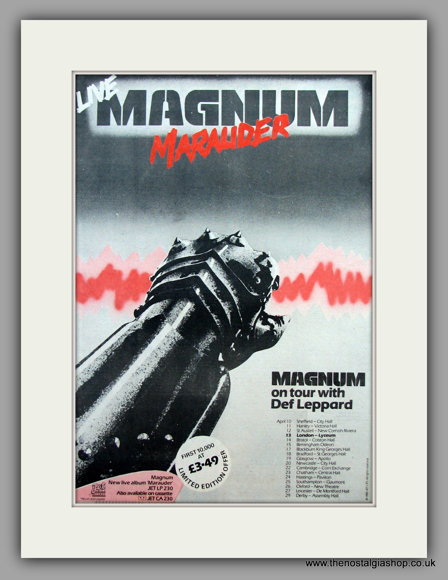 Magnum Marauder. UK Tour Dates. Original Vintage Advert 1980 (ref 