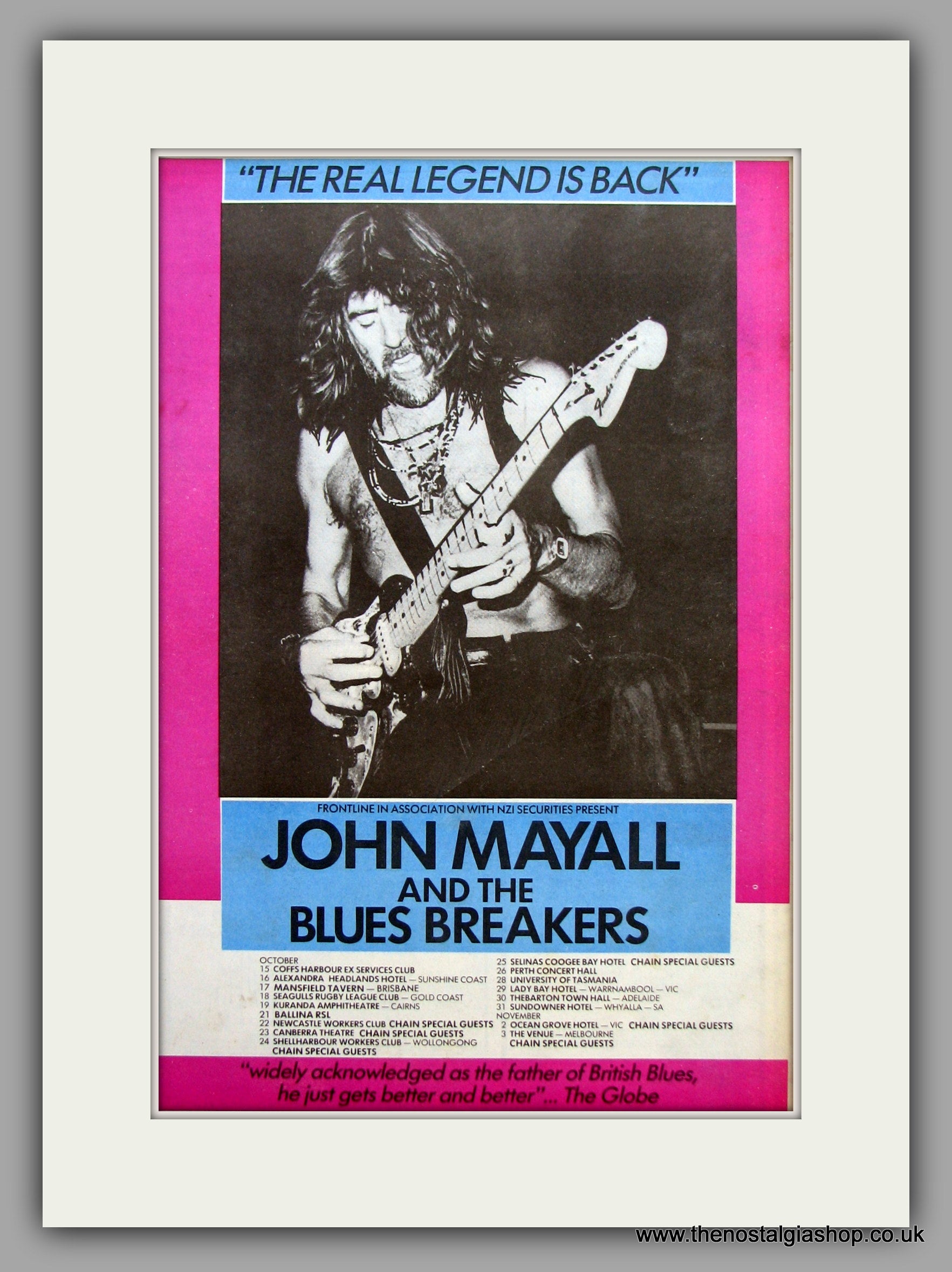 John Mayall and the Blues Breakers Australian Tour. Original 