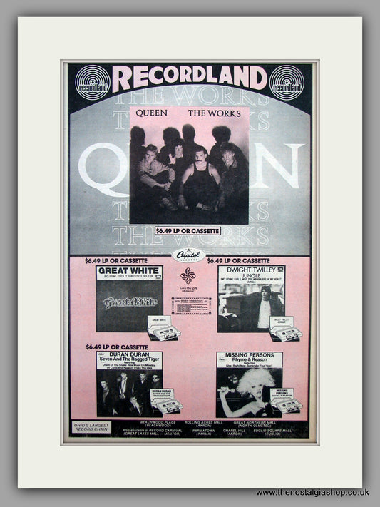 Recordland Queen The Works.  Original Vintage Advert 1984 (ref AD10535)