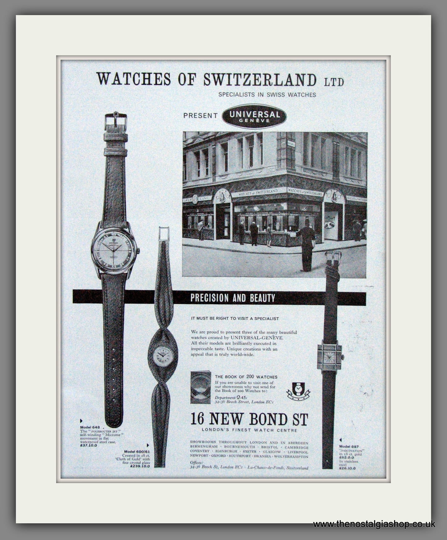 Universal Geneve. Watches of Switzerland. Original Advert 1962 (ref AD300149)