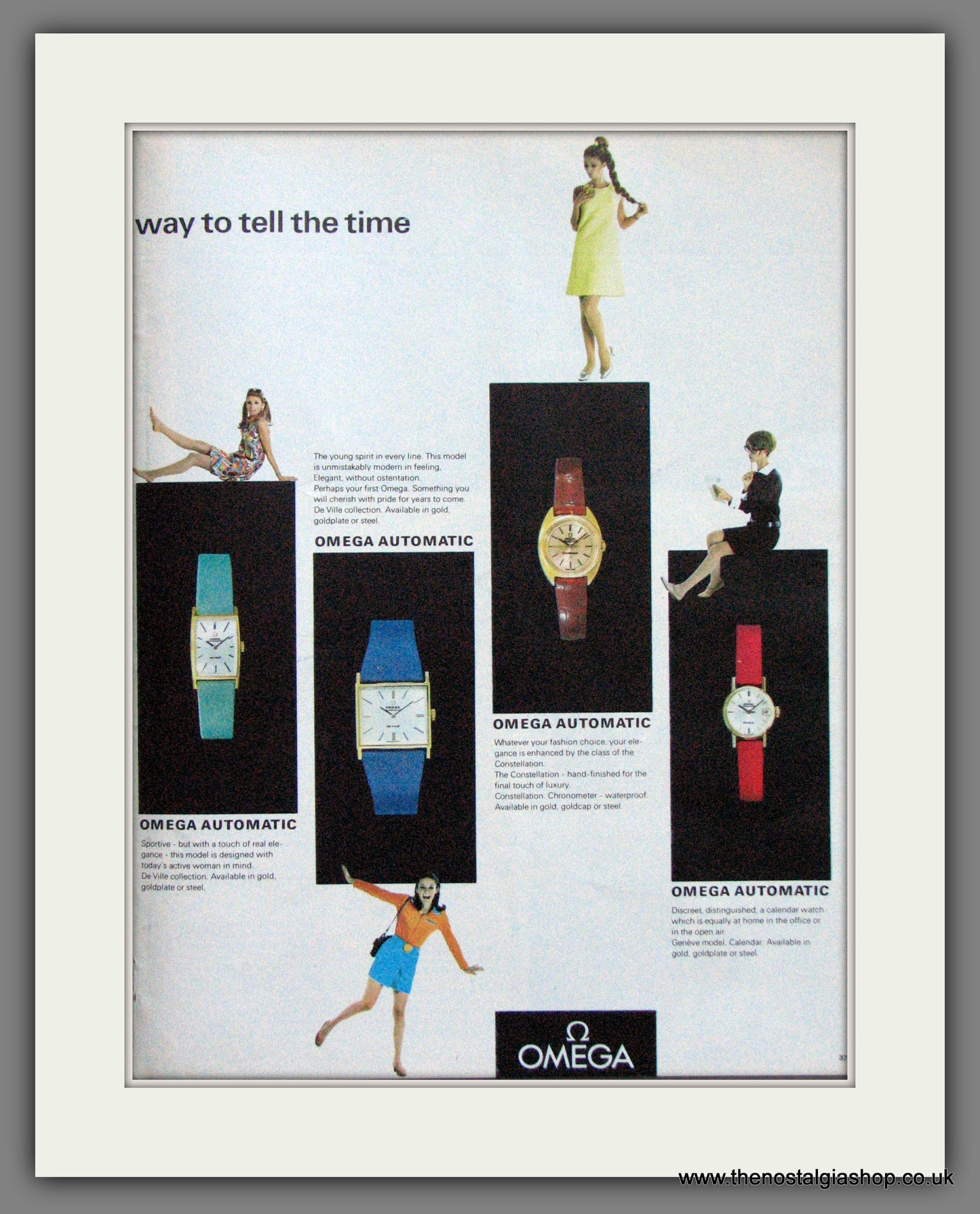 Omega Ladies Watches. Original Double Advert 1968 (ref AD12470)