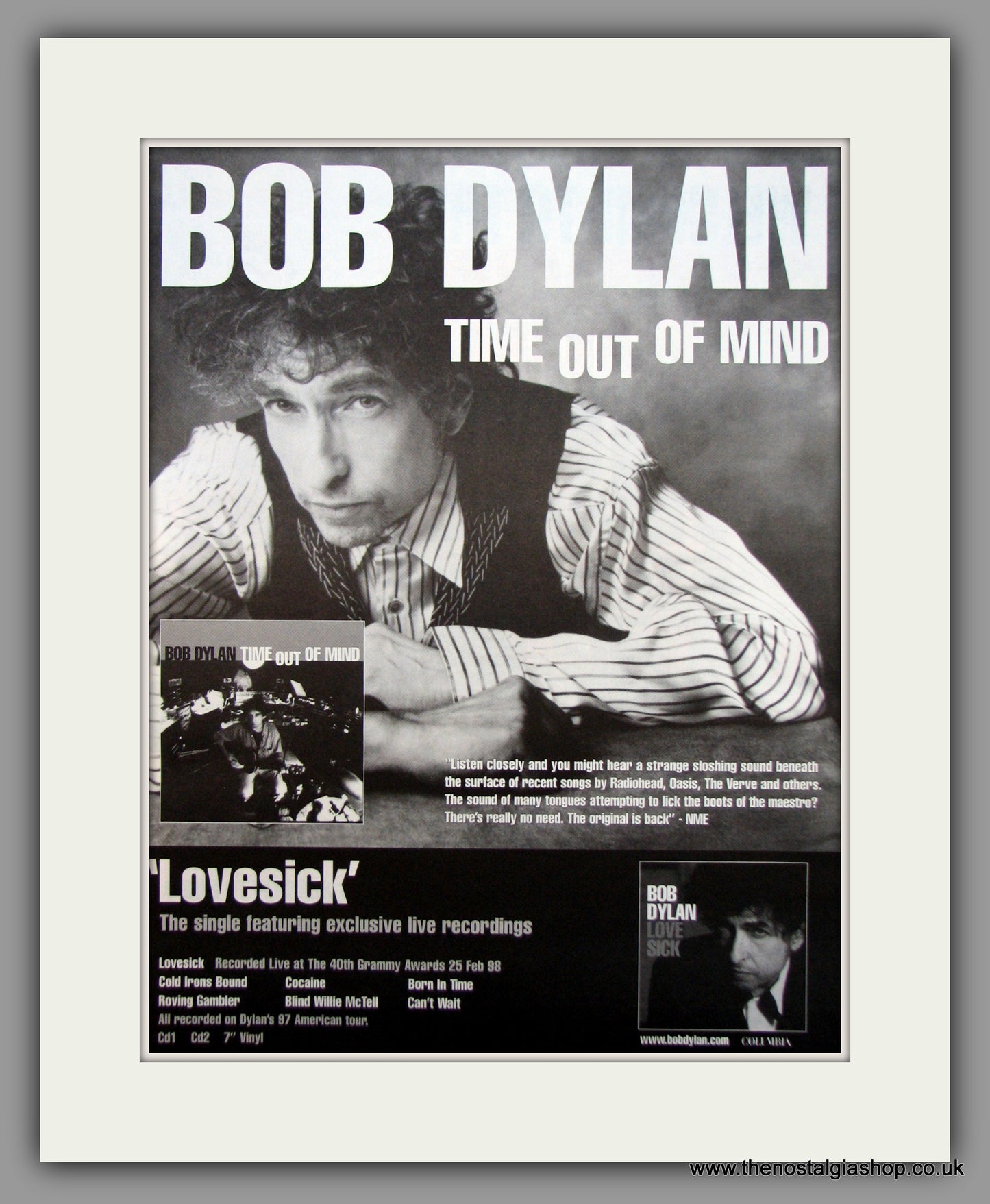 Bob Dylan. Time Out of Mind. Original Vintage Advert 1998 (ref AD10618)