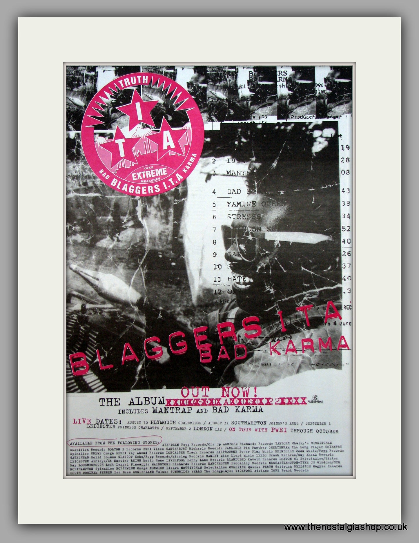 Blaggersita. Bad Karma. Original Vintage Advert 1994 (ref AD10620)