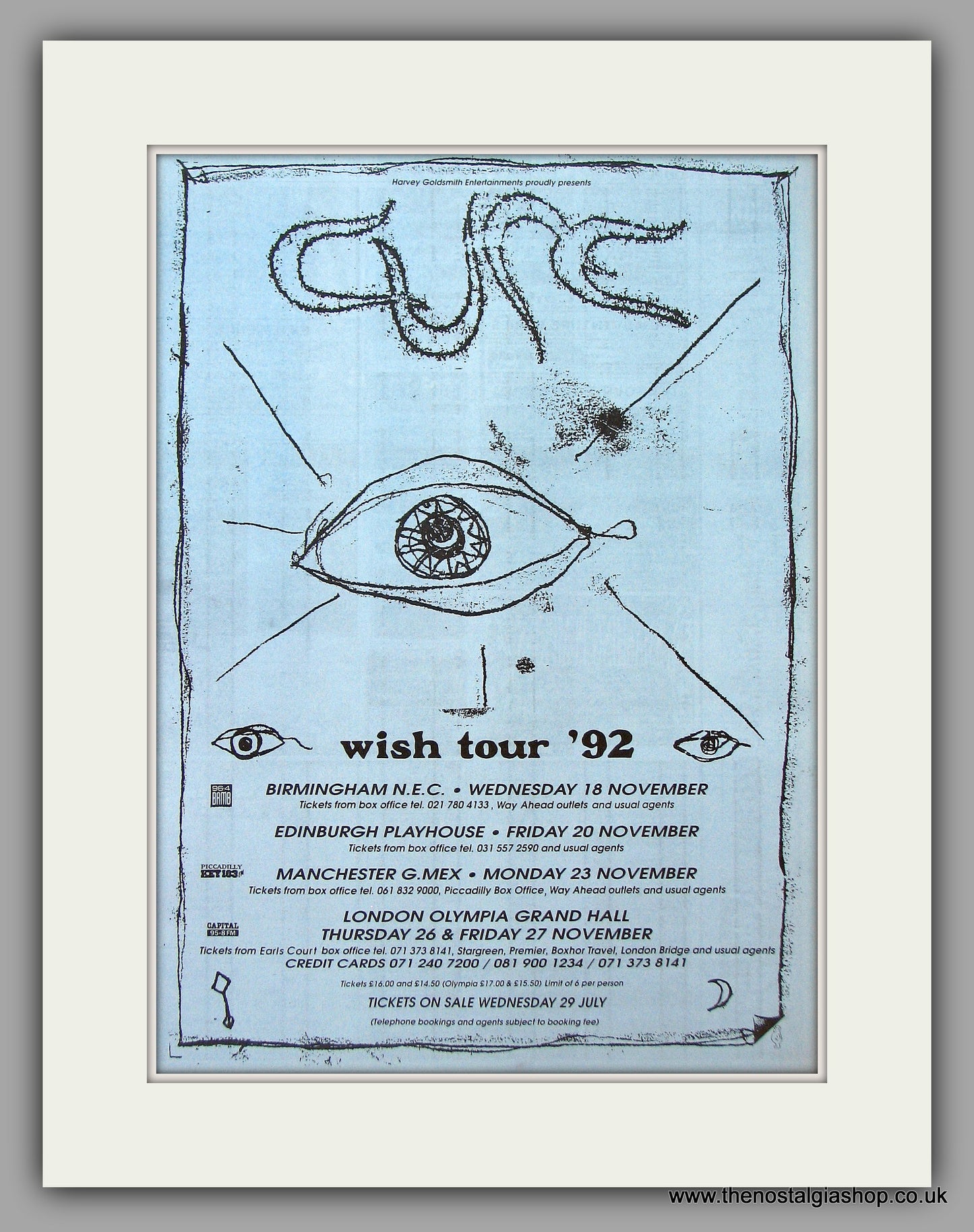 Cure (The) - Wish Tour '92. Original Vintage Advert 1992 (ref AD10658)