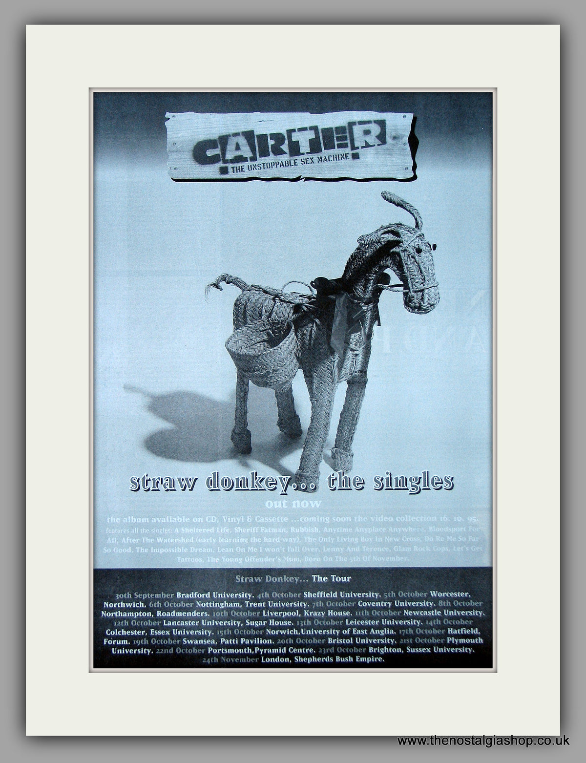 Carter - Straw Donkey. Original Vintage Advert 1995 (ref AD10680)