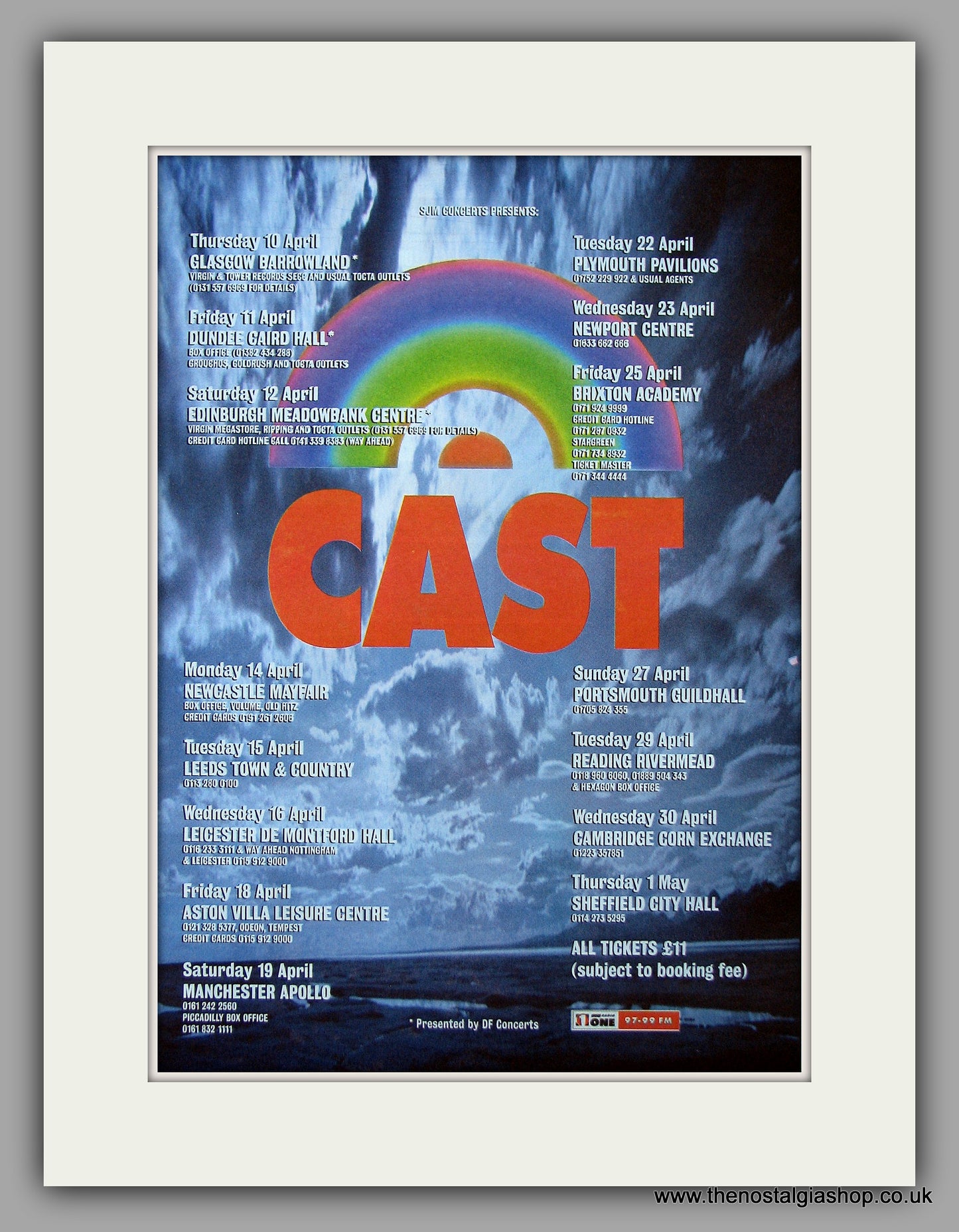 Cast - Concert Dates. Original Vintage Advert 1996 (ref AD10689)