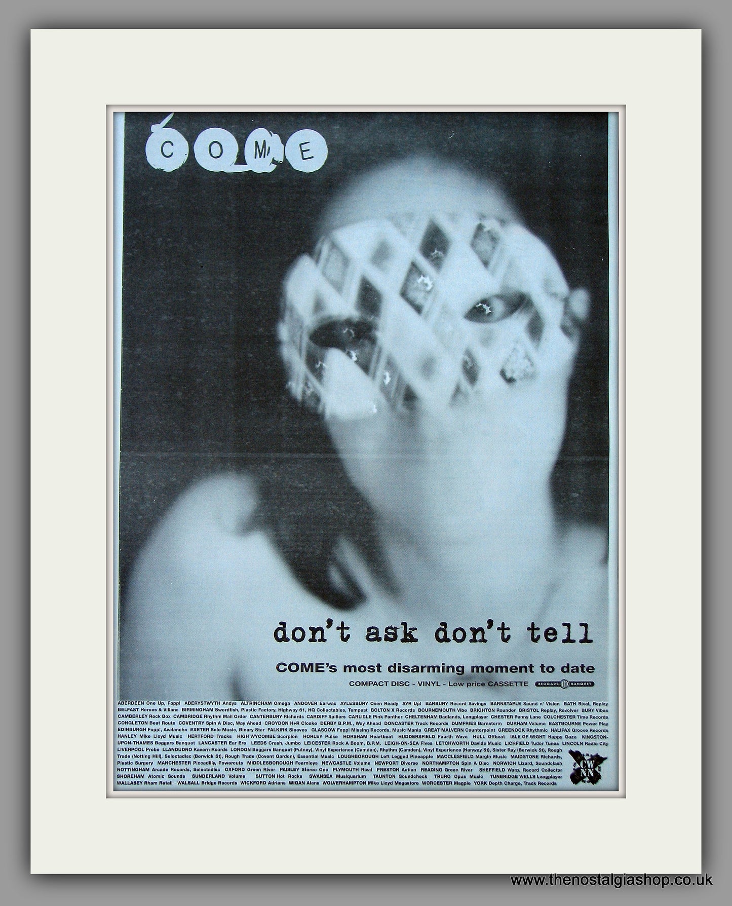 Come - Don't Ask Don't Tell. Original Vintage Advert 1994 (ref AD10698)