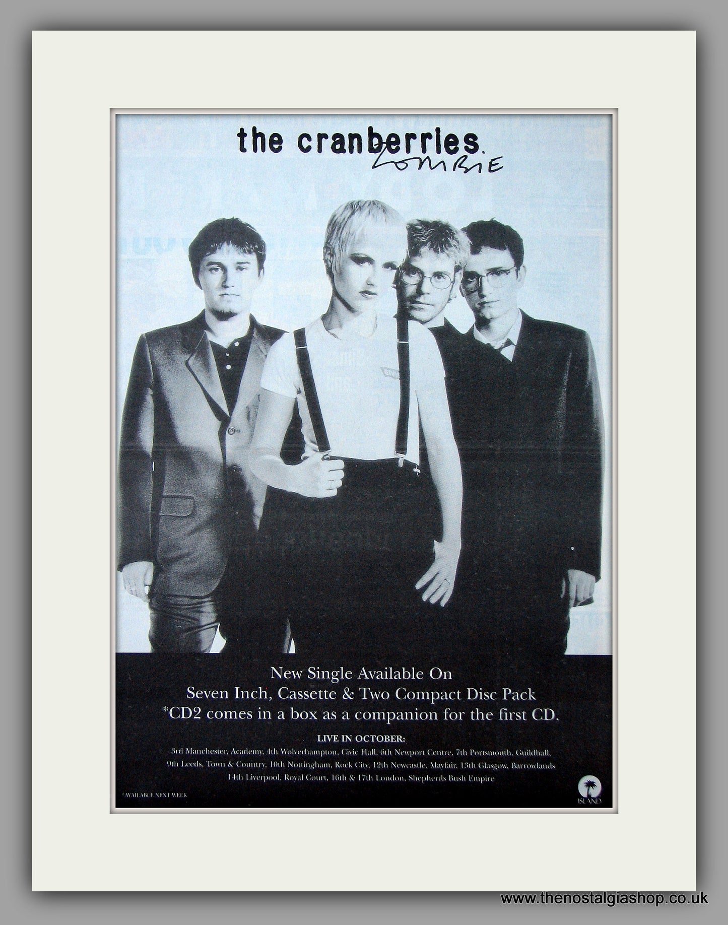 Cranberries (The) - Zombie. Original Vintage Advert 1994 (ref AD10701)