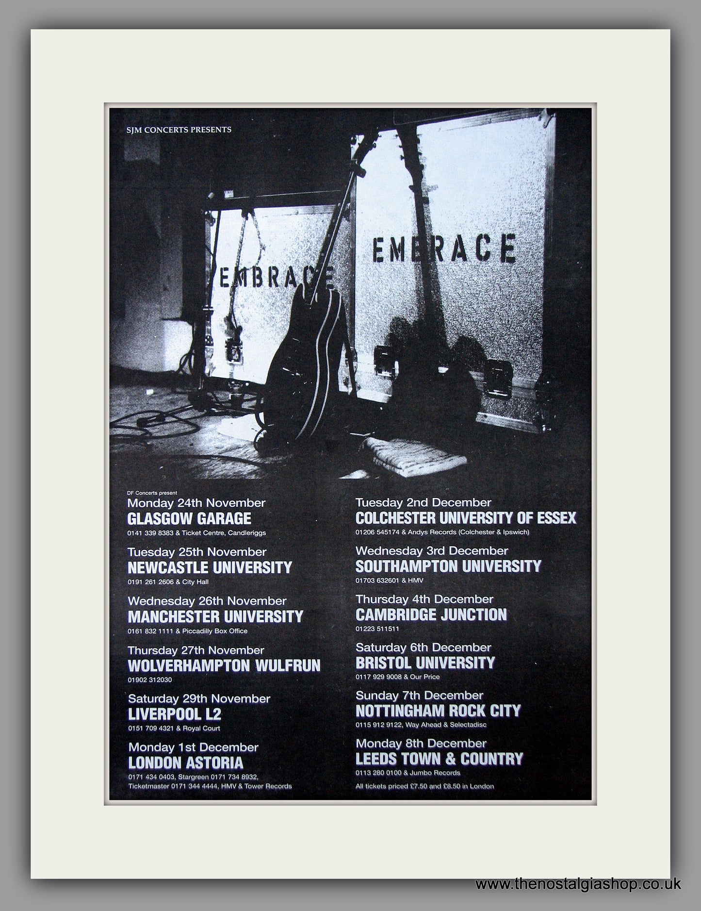 Embrace - Tour Dates Nov/Dec. Original Vintage Advert 1997 (ref AD10735)