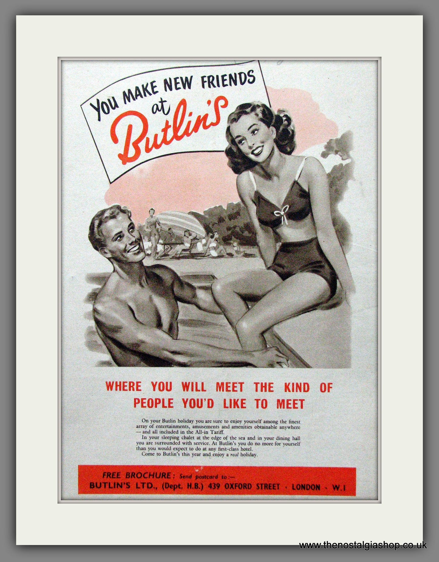 Butlins Holidays. Original Advert 1953 (ref AD55263)
