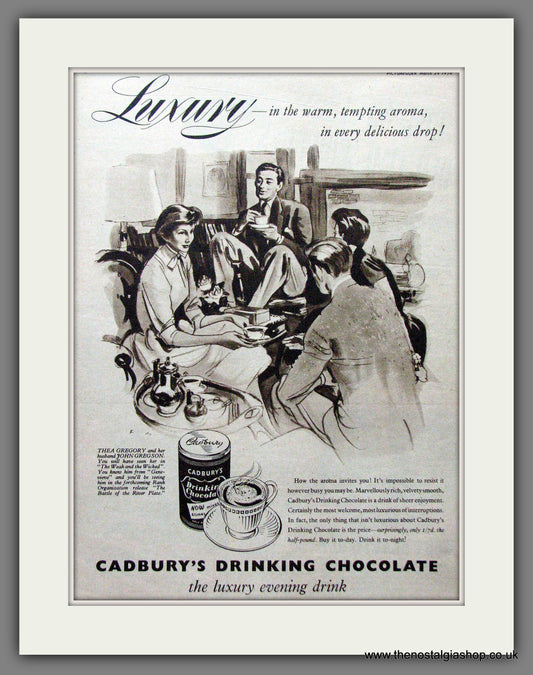 Cadbury's Drinking Chocolate. Original Advert 1956 (ref AD55269)