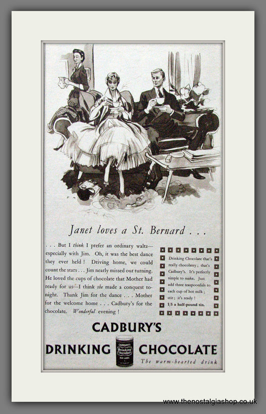 Cadbury's Drinking Chocolate. Original Advert 1954 (ref AD55272)