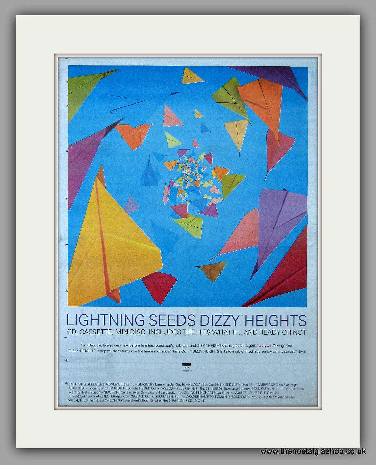 Lightening Seeds. Dizzy Heights. Original Vintage Advert 1996 (ref AD56121)