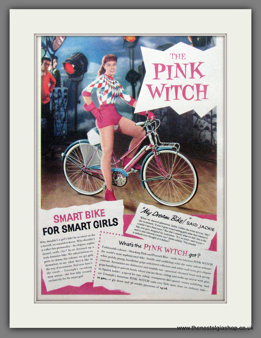 Pink Witch Bicycle. Original Advert 1958 (ref AD55296)