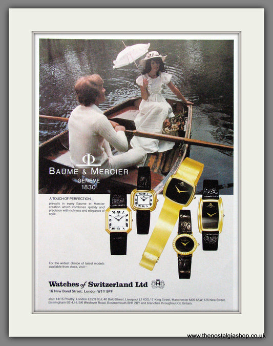 Baume & Mercier. Geneve 1830 Watches. Original Advert 1976. (ref AD55299)