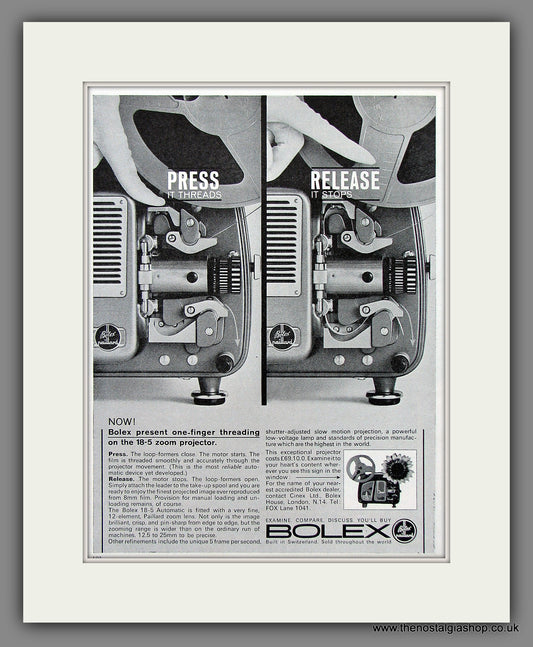 Bolex 18-5 Zoom Projector. Original Advert 1964 (ref AD55304)
