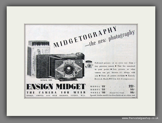 Ensign Midget Camera. Original Advert 1935 (ref AD55314)